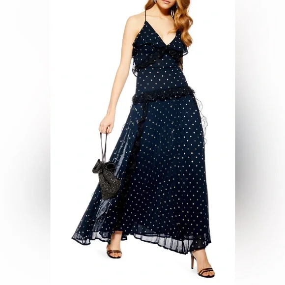 warehouse gold spot dress Esther & Co. Sona Dress